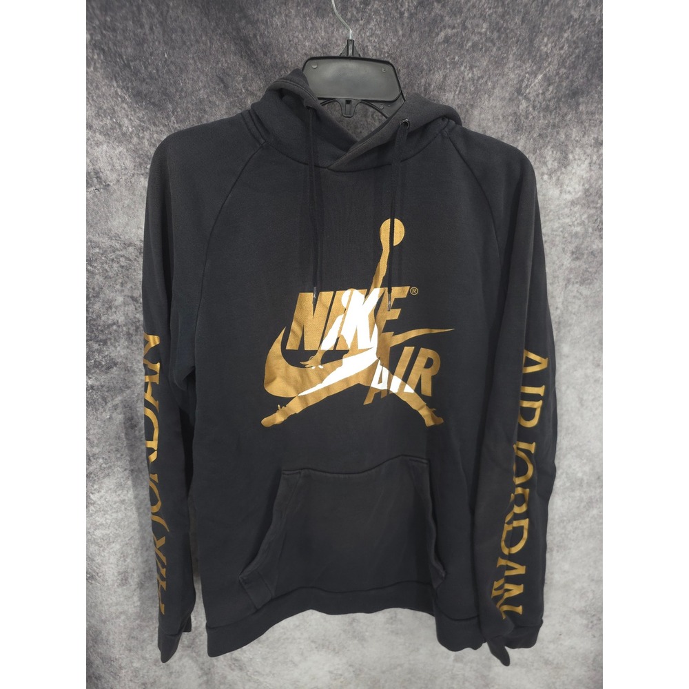 Nike Air Jordan Hoodie Mens Medium Black Jumpman Fleece Hooded Sweatshirt